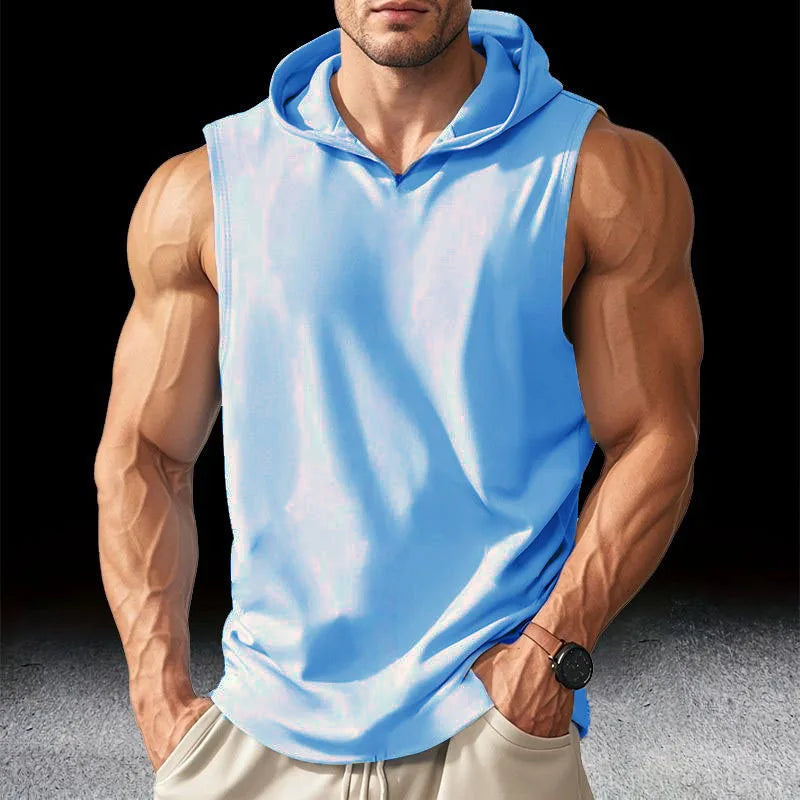 Gym Solid Color 2024 Brand New Men's Tank Tops Vest Sleeveless Tees For Male Hooded Man Vests Tops Hip Hop Men Tank Top T shirt