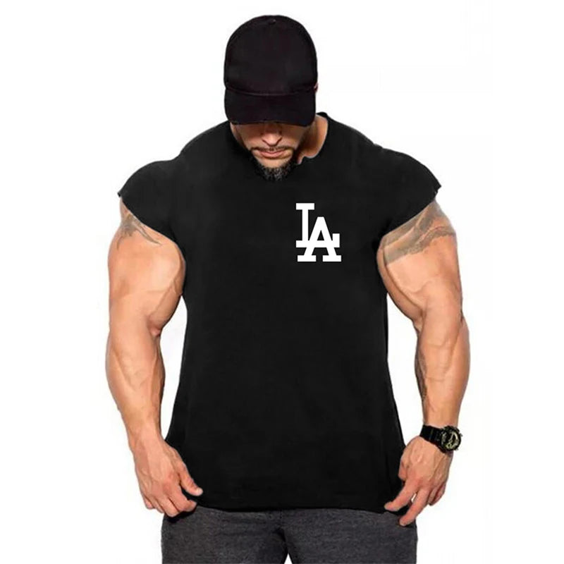 Tank top muscle fashion trend gym men's back vest sleeveless bodybuilding single clothes fitness exercise comfortable shirt