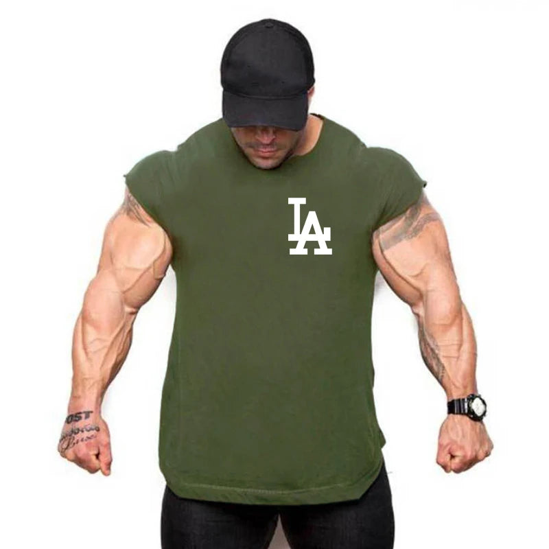 Tank top muscle fashion trend gym men's back vest sleeveless bodybuilding single clothes fitness exercise comfortable shirt