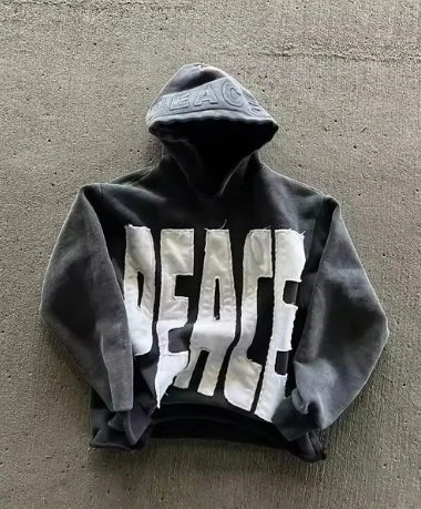 Y2K New Zipper Hoodie Men American Retro Washed Letter Printed Sportswear High Street Gothic Fashion Loose Top Unisex Clothing