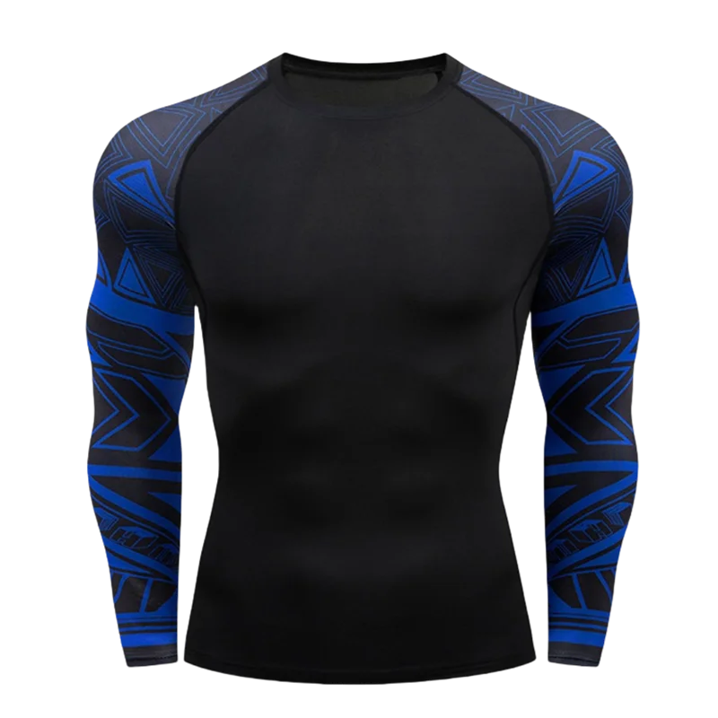Gym Tight Tops Men's O-Neck Tees Quick Dry Compression Sports Long-Sleeved Fitness Wear Spring And Autumn Casual Running T-shirt