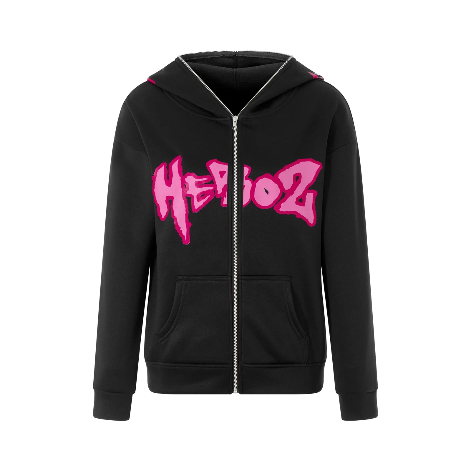 Women s Hooded Sweatshirt Jacket Cartoon Letter Star Pattern Full Zip Up Fall Coat Streetwear