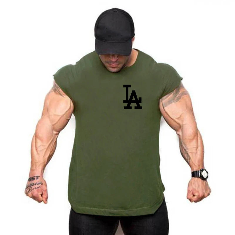 Tank top muscle fashion trend gym men's back vest sleeveless bodybuilding single clothes fitness exercise comfortable shirt