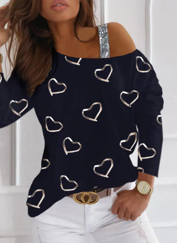 Women's Casual Long-Sleeved Halter Neck T-Shirt