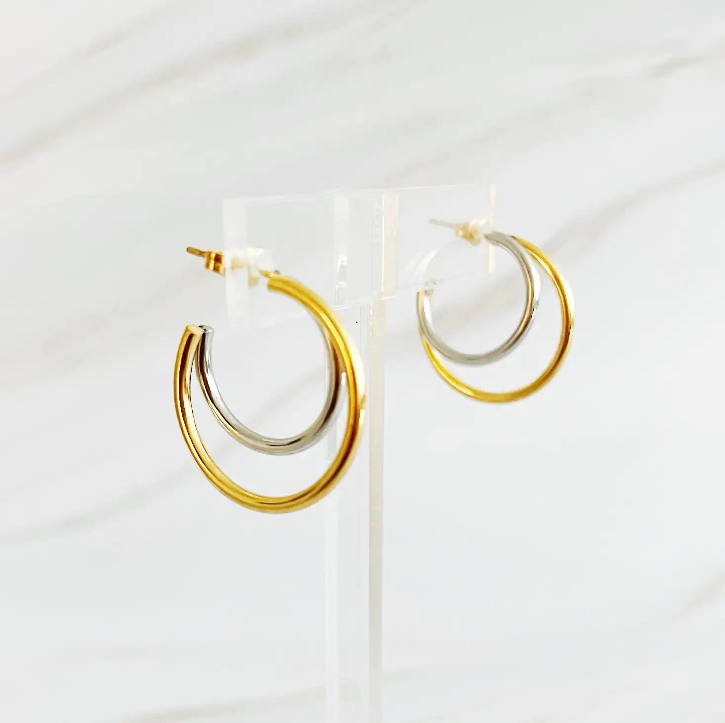 Boucles d'Oreilles Hoop Bicolores