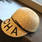 Letter Straw Baseball Cap, Equestrian Flat Cap, Fashion Hat