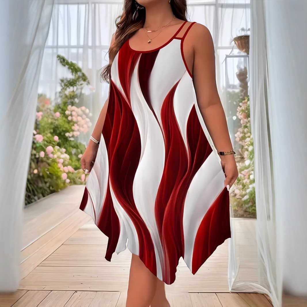 Fashion Double-shoulder Strap Printed Women's Dress