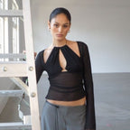 Haut amincissant à manches longues et coupe ajustées