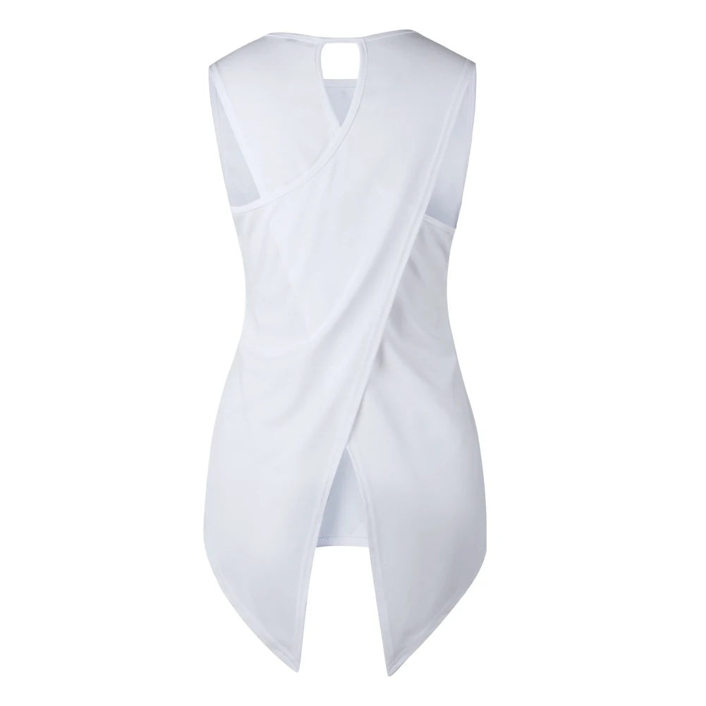 Summer Tops Fashion Sleevele Women Summer Fashion Solid Color Sleeveless Irregular Cross Back Vest Top Women Loose Summer Tops