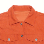 Women'S Corduroy Long Sleeve Jacket - Casual Button-Up Coat with Flap Pockets, Fall & Spring Fashion Outerwear