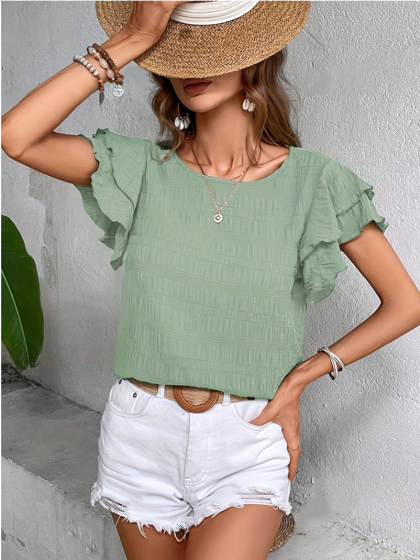 Fashion New Ruffle Sleeve Casual Top For Women