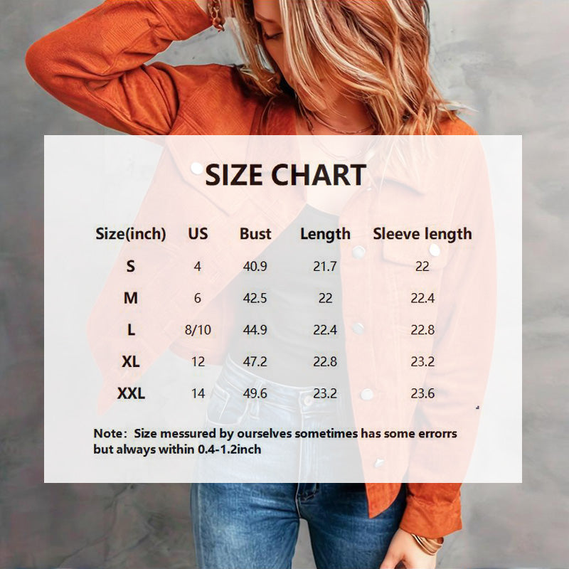 Women'S Corduroy Long Sleeve Jacket - Casual Button-Up Coat with Flap Pockets, Fall & Spring Fashion Outerwear