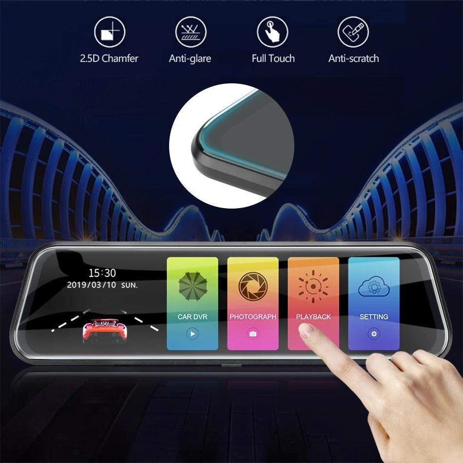 HD 1080p Dual Lens Rearview Mirror Recorder