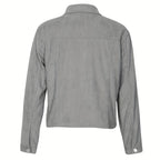 Women'S Corduroy Long Sleeve Jacket - Casual Button-Up Coat with Flap Pockets, Fall & Spring Fashion Outerwear