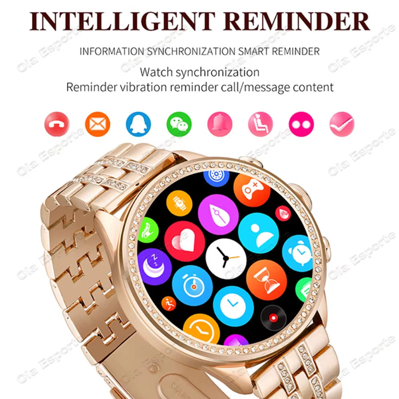 Smart Watch for Lady 1.28'' Bluetooth Call Blood Pressure DIY Custom Dial Sport Fitness Bracelet Waterproof Men Smartwatch Women