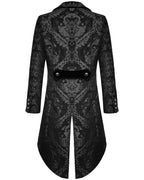 Fashion Men's Gothic Steampunk Tail Jacket Black Brocade Brocade Wedding Coat