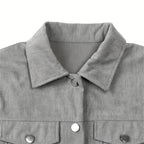 Women'S Corduroy Long Sleeve Jacket - Casual Button-Up Coat with Flap Pockets, Fall & Spring Fashion Outerwear