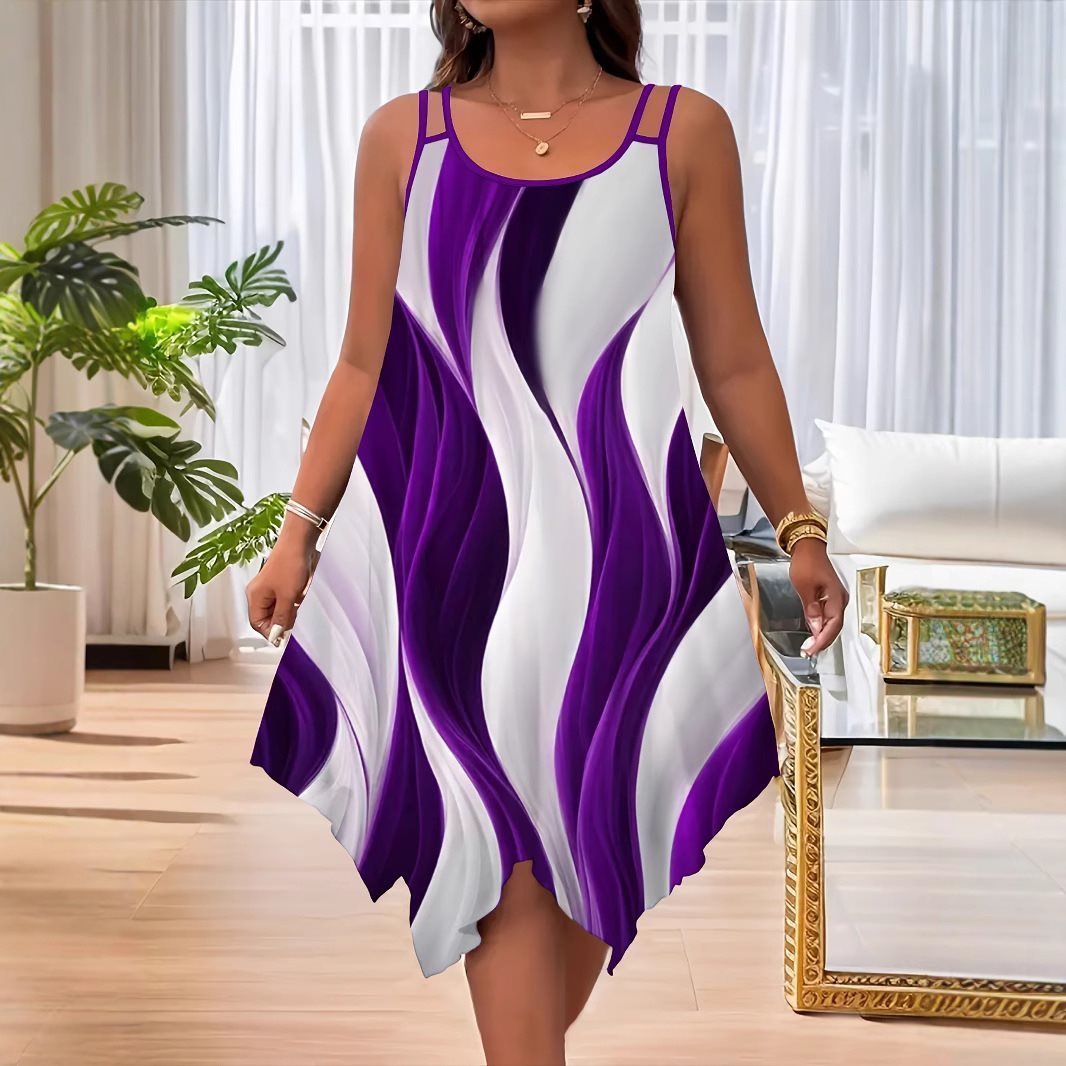 Fashion Double-shoulder Strap Printed Women's Dress