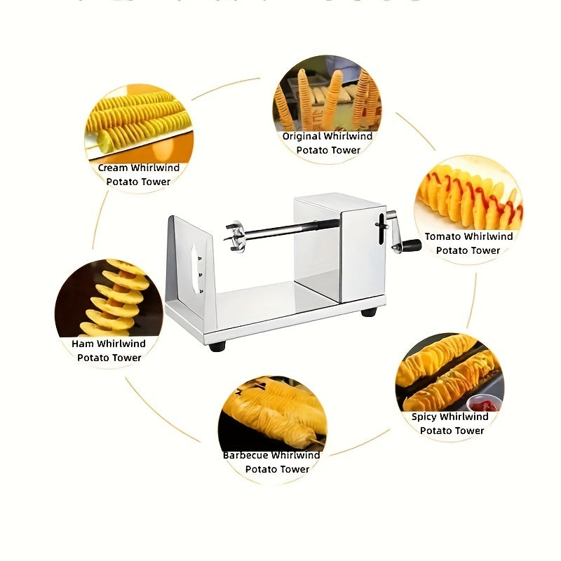 Potato Tower Slicer with Manual Stainless Steel-4