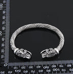 Bracelet Ouvert à Tête de Loup et Dragon