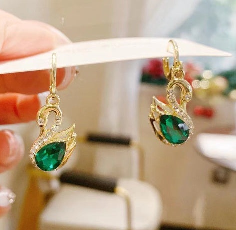 Boucles d'oreilles cygne en strass