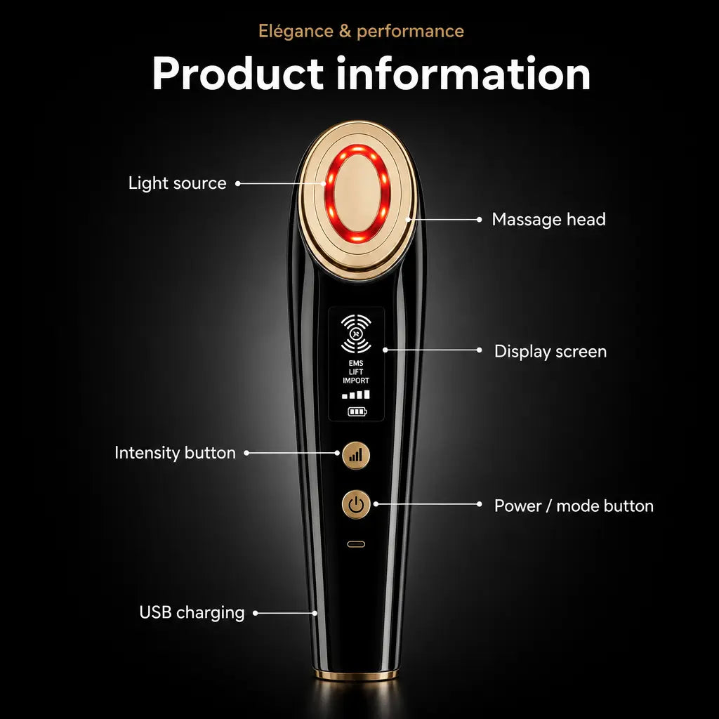 Appareil Lifting Facial Microcourant RF – Lumière Rouge Anti-Âge