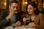 Deux personne savourant leurs café Italien Espresso dans un resto 