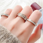 INS Rings Titanium Steel Couple Single And Double Row Diamond Ring