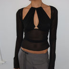 Haut amincissant à manches longues et coupe ajustées