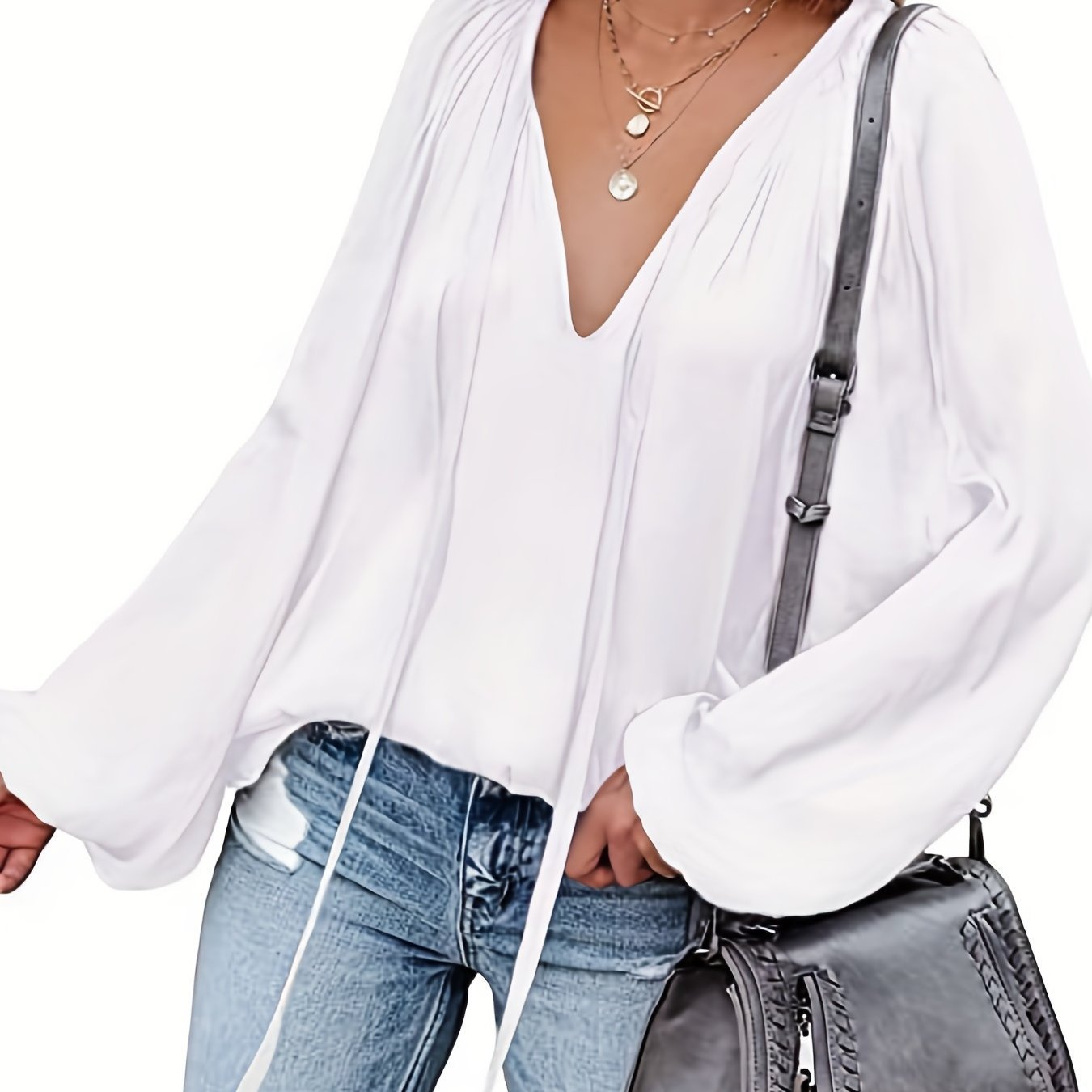 Chemise décontracté en satin à manches longues