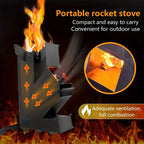 Multi-functional Iron Wood Burning Rocket Stove for Outdoor Cooking-2