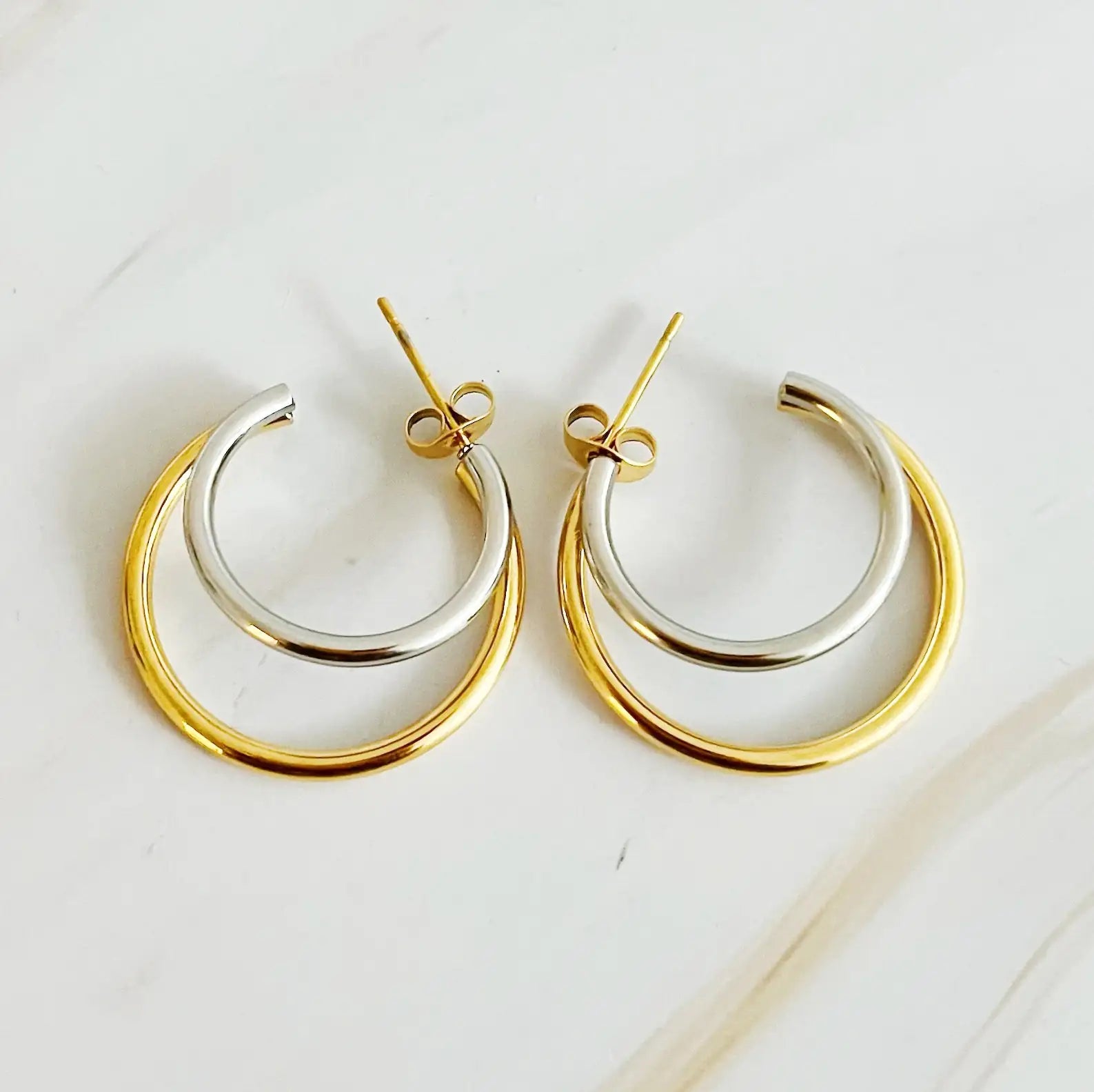 Boucles d'Oreilles Hoop Bicolores