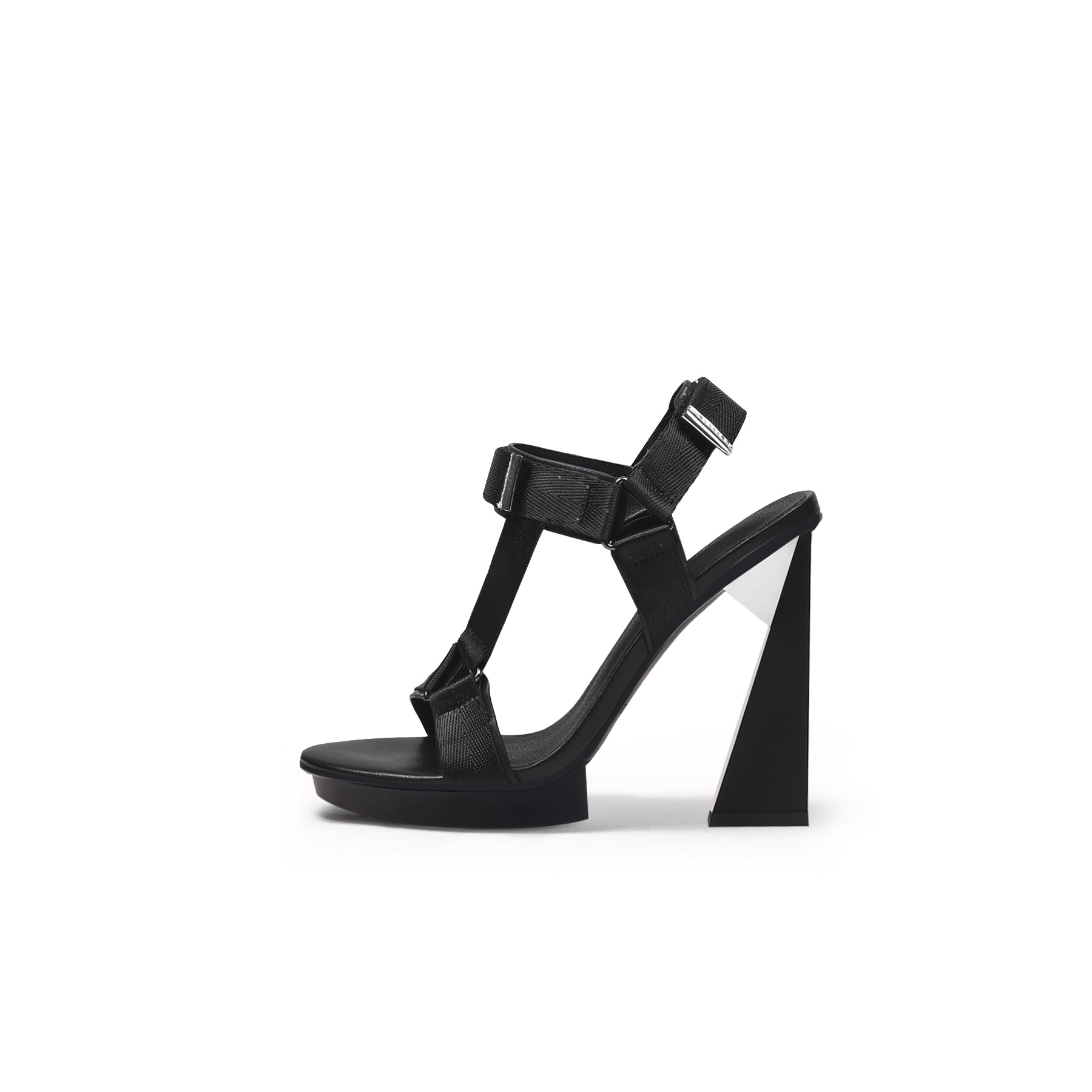 Multi-Strap Triangular Geometric Heels-5