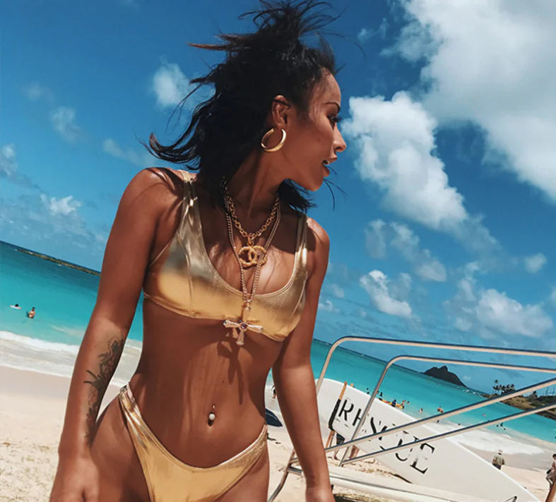 Women's Gold Foil Swimsuit Collection