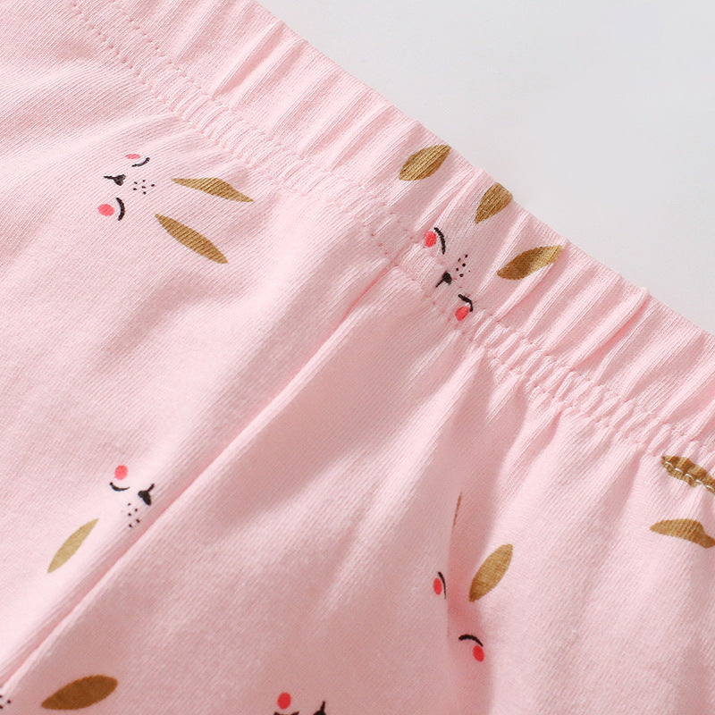 Summer Baby Kids Cartoon Rabbit Pattern T-shirt and Striped Pants Clothing Set for Girls-2