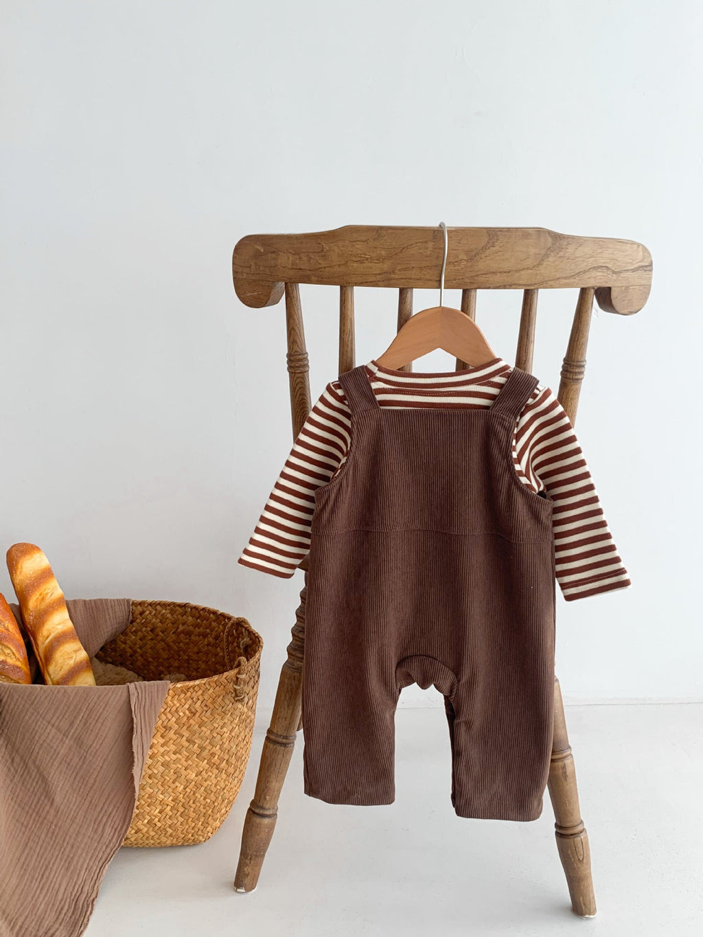 Infant Baby Bear Head Corduroy Combo Overalls In Sets-4