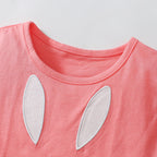 Summer Baby Kids Cartoon Rabbit Pattern T-shirt and Striped Pants Clothing Set for Girls-3