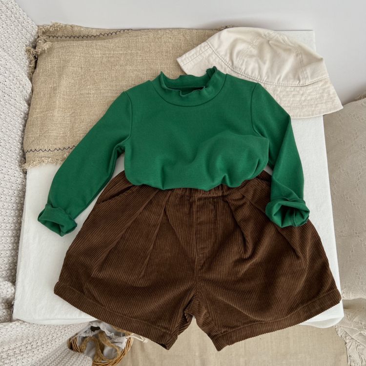 Baby Solid Color Corduroy Fabric Summer Shorts-2
