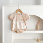 Summer Baby Girls French-style Flowers Embroidery Pattern Short-sleeved Onesies and Dress – Princess Sister Matching-4