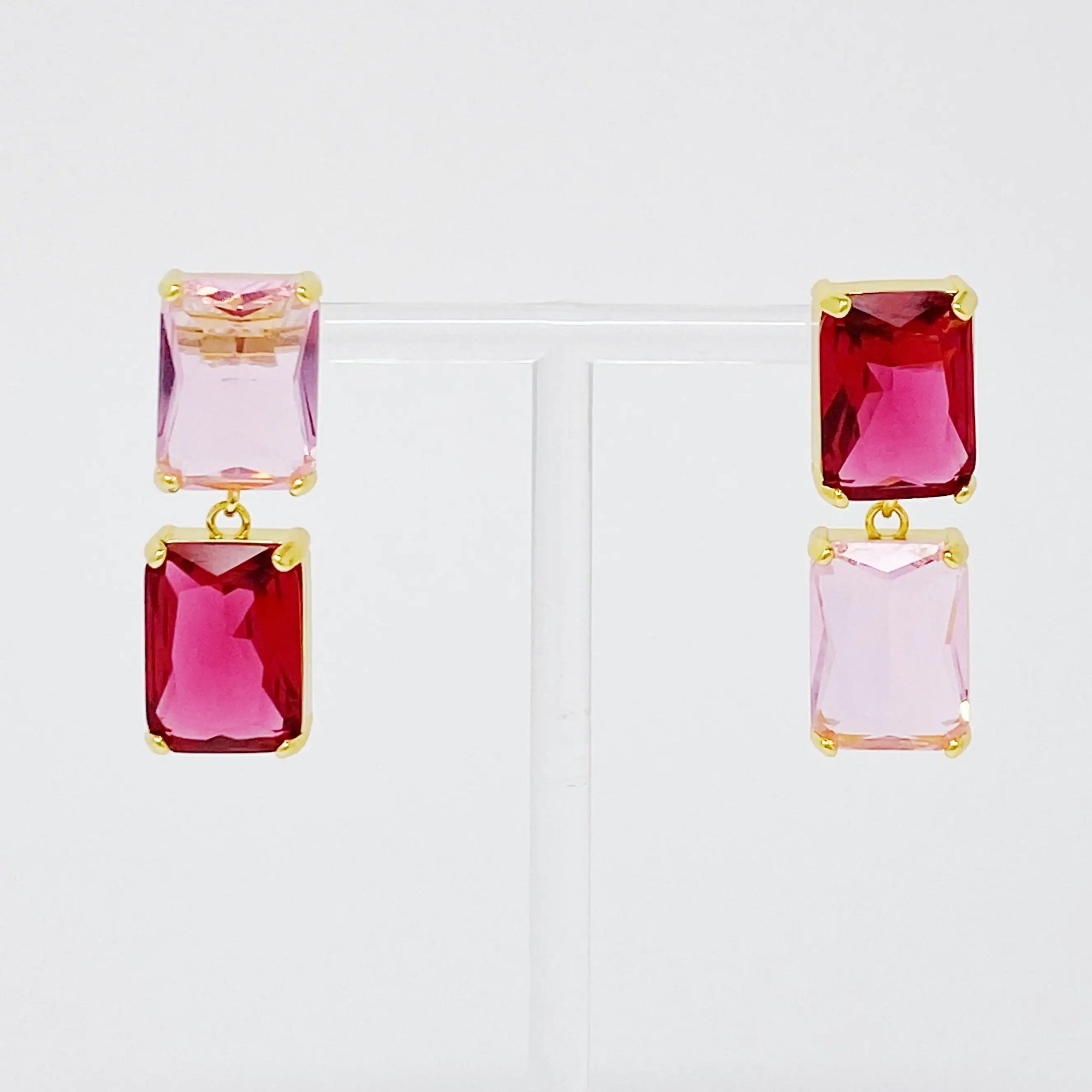 Boucles d'Oreilles Princess à Double Joyaux