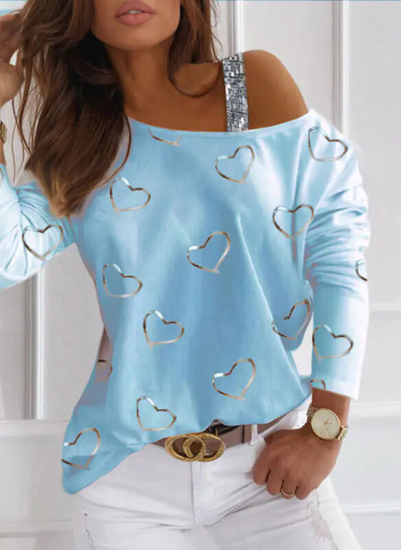 Women's Casual Long-Sleeved Halter Neck T-Shirt