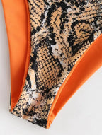 Snake Print One-Shoulder Swimsuit