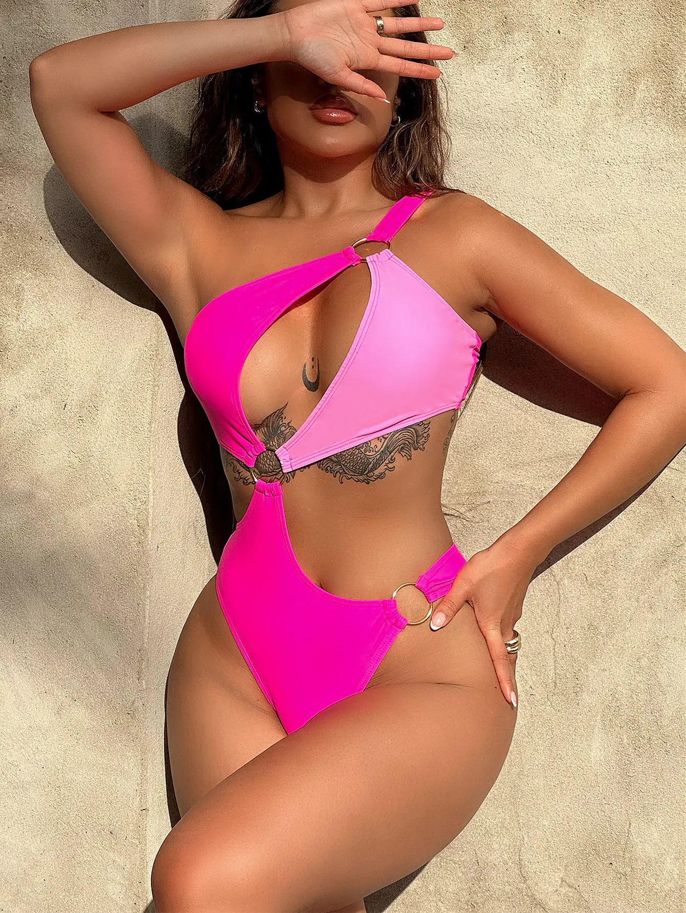 Nouveau Maillot de Bain Une Pièce à Contraste de Couleur